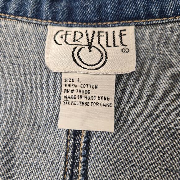Vintage Cervelle Long Fitted Denim Jacket Jean Blazer Frayed Stud Trim sz Large - Picture 8 of 15